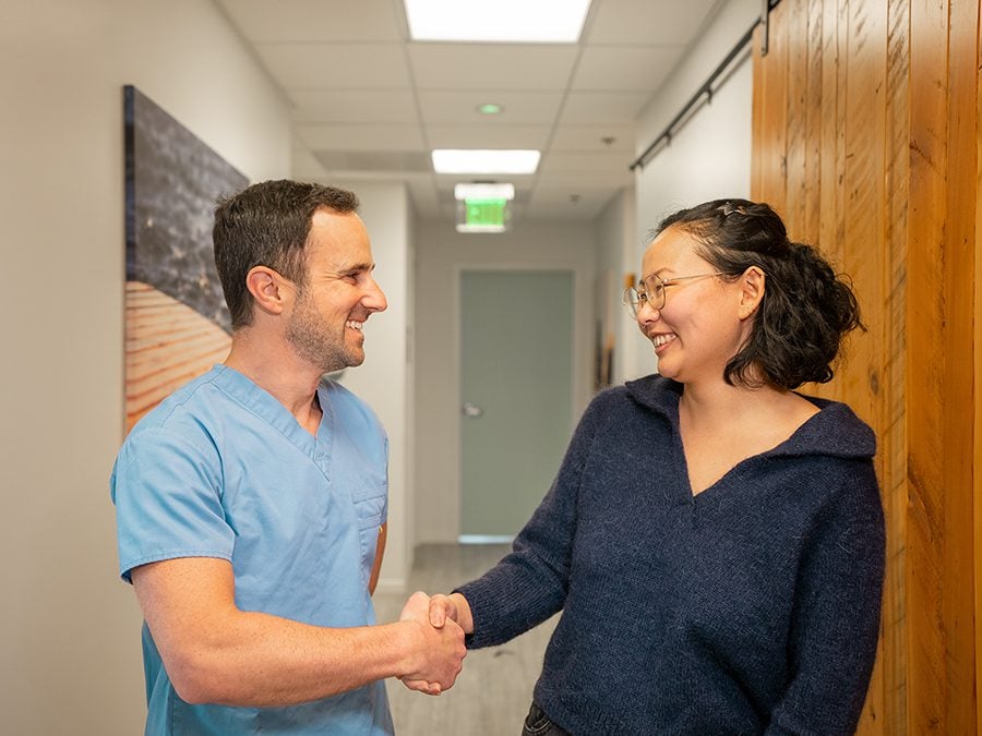 Dr. Matthew Epstein with a patient